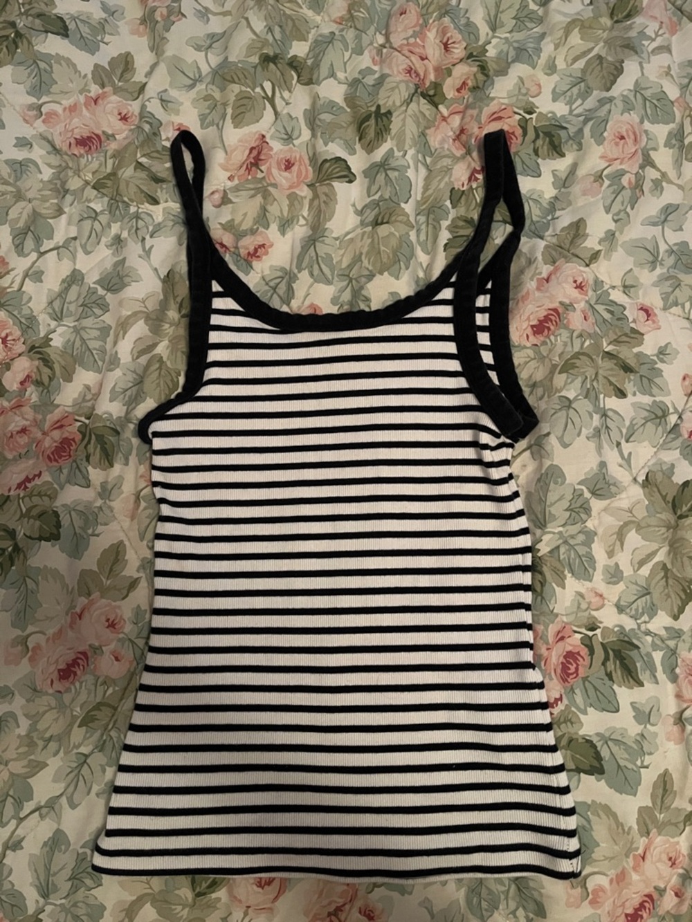 H&M Black and White Striped Ribbed Tank